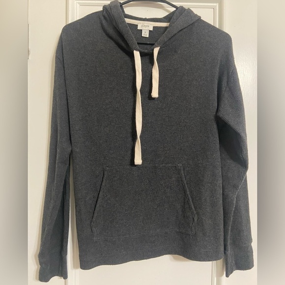 J. Crew size small waffle hoodie with front pocket and hood charcoal grey - Picture 1 of 5